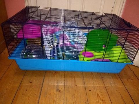 Hamster cage and various accessories