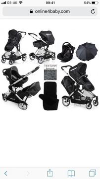 Hauck duett double buggy and car seat