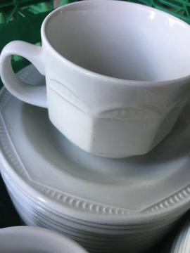 cups and saucers for sale approx 200 all white catering standard Churchill etc