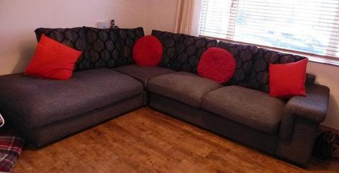 Large charcoal and grey corner sofa. excellent condition