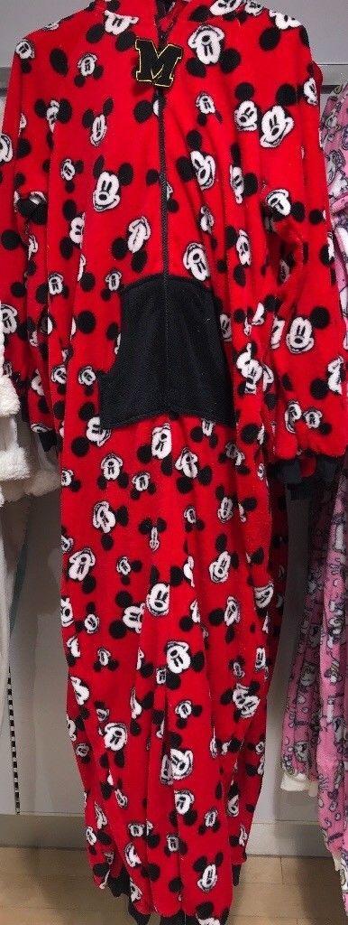 BNWT Official disney Mickey Mouse Fleece onesie size medium pyjamas 10-12