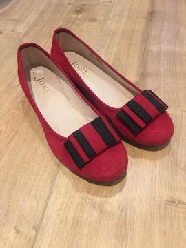 Suede red women’s flats from Jones Bootmaker