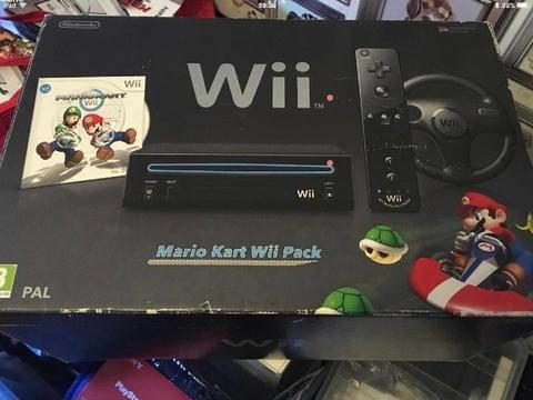 NINTENDO Wii BLACK MARIO KART CONSOLE. BIG BOX COLLECTORS EDITION