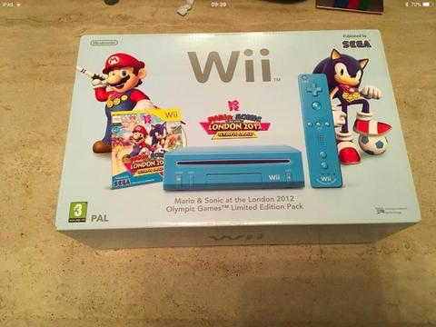 NINTENDO Wii MARIO & SONIC OLYMPIC GAMES LIMITED EDITION BLUE CONSOLE. BOXED