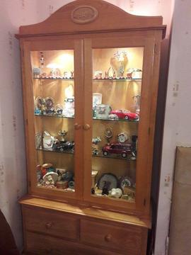 Light Ash Solid Wood Glass Display Cabinet