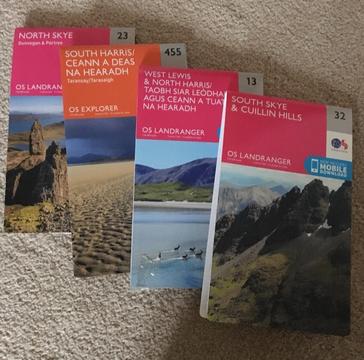 Set of four OS maps covering the islands of Harris, Lewis and Skye
