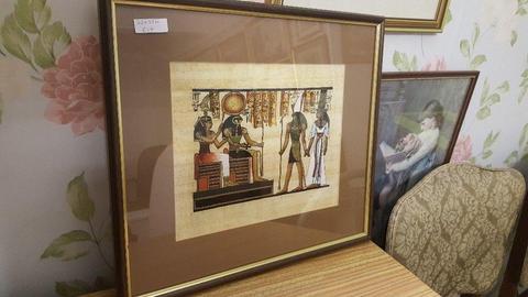 2 Egyptian Scenes on Papyrus Framed