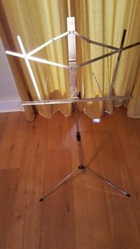 Sheet Music stand - Silver folding stand with black bag
