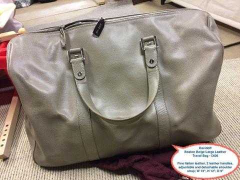 Davidoff Boston Beige Large Leather Travel Bag - £400