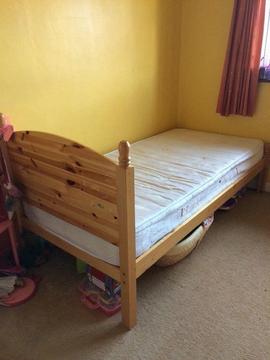 pine single bed frame is for sale
