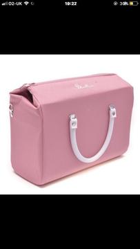 Brand new in retail box pink silver cross dolls pram bag