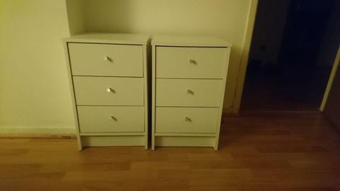 Pair White Bedside Tables