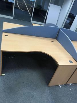 office corner angle desk with 1 pedestal filing cabinet left or right corner Available