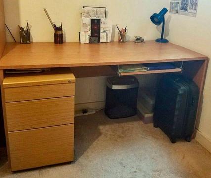 Single office desk with filling cabinet