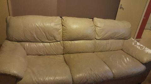 Free 3 seater cream leather sofa