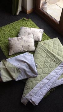 Next green and white king size bedding with accessories