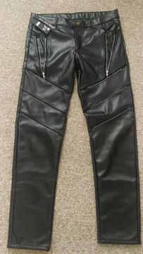Men's leather look pvc jeans trousers