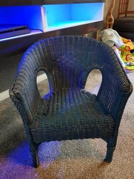 Child's blue wicker chair