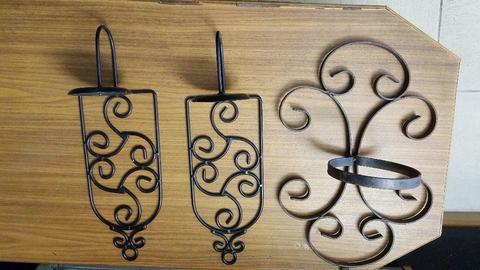2 Wall hanging Candle Holders & Wall Hanging Plant Holder