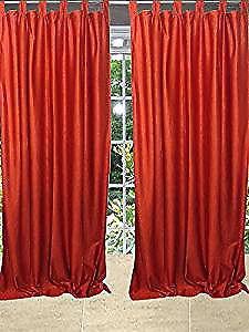 Bohemian Spanish Orange Tab Top Sari Curtain