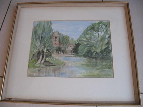 'The Steeplechase' print - watercolour of Hemingford Grey