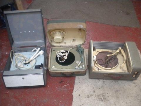 3 x Vintage Retro Record Players Bush Philips Ferguson 1950's 1960's Garage Find
