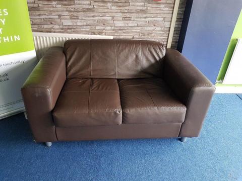 2 seater brown leather