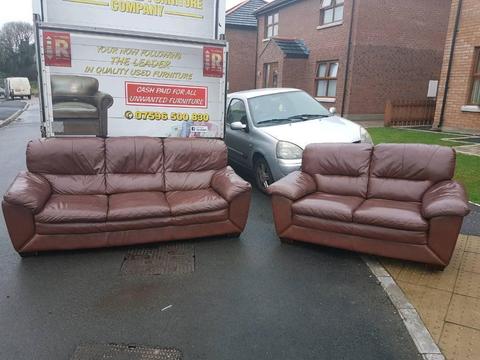 3+2 brown leather sofa