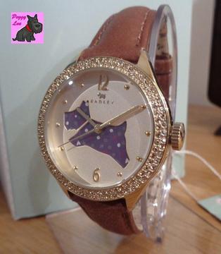 Radley RY2210 Brown Leather Strap Watch with Champagne Crystals - New - RRP: £95