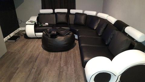 Stylish Big Leather sofa swap for big fabric sofa