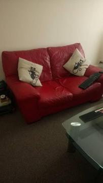 SWAP RED LEATHER 2 SEATER & CHAIR FOR SAME IN BLACK