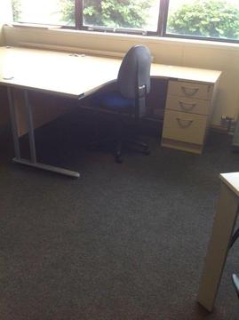 Maple Radius Desk With Desk High Pedestal Operator Chair