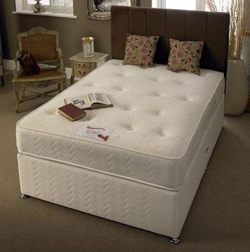 **SALE ON **Double/Small Double Divan Bed Bases w/ 10inch thick Dual-Sided Full Orthopaedic Mattress