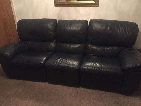 Free - Blue leather recliner 3 piece suite