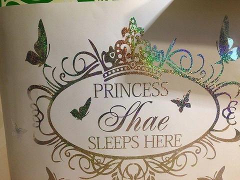 Princess Sleep Here Personalization Name Bedroom Butterflies Decal Wall Sticker
