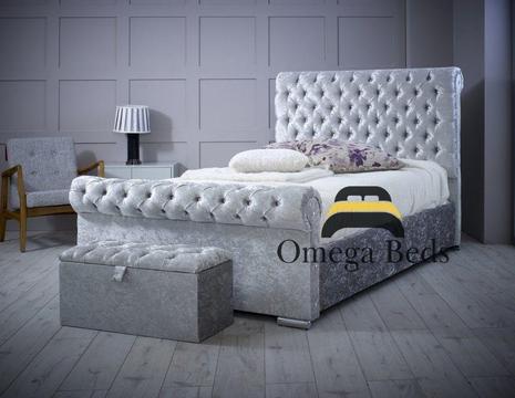 Chesterfield Upholstered Luxury Sleigh Single Bed