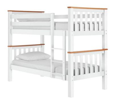 Heavy Duty Single Bunk Bed Frame - White and Pine