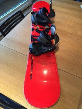 Nidecker 145cm dragon print snowboard with bindings and stomp pad, made in Switzerland