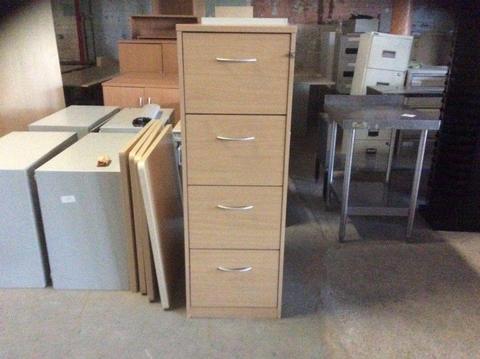 Beech four drawer filing cabinet with key