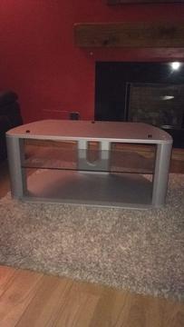 Solid glass/wood TV stand