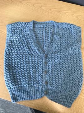And made knitted waistcoat medium size for sale or swap