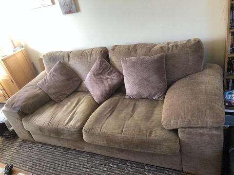 Brown/ beige sofa three seater and a single seater