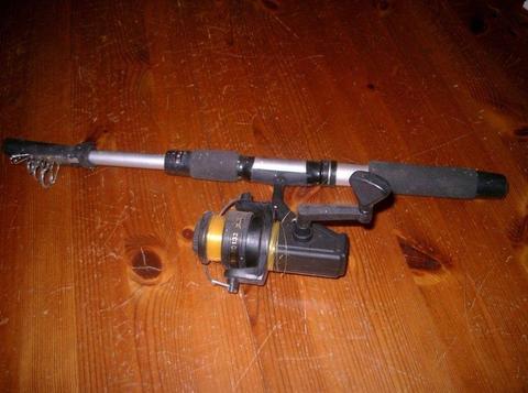 Childs lightweight telescopic fishing rod with reel