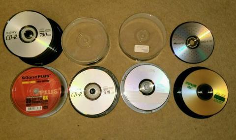 Various blank DVDs and CDs