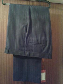 Feraud Mens Suit Trouser - Black with pinstripe