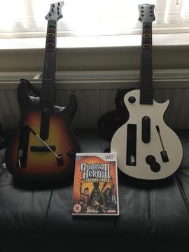 Nintendo Wii guitar hero 2 and 2 guitars