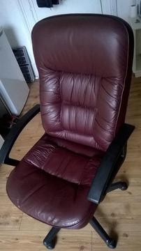 Leather reclining office chair