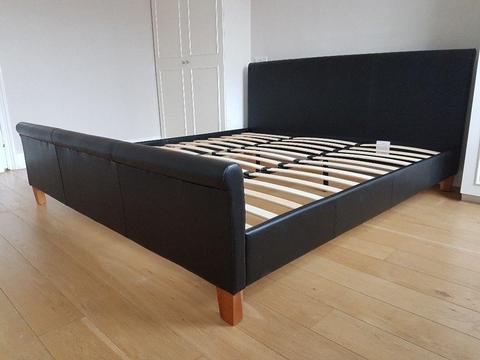 King size faux leather bed with mattress