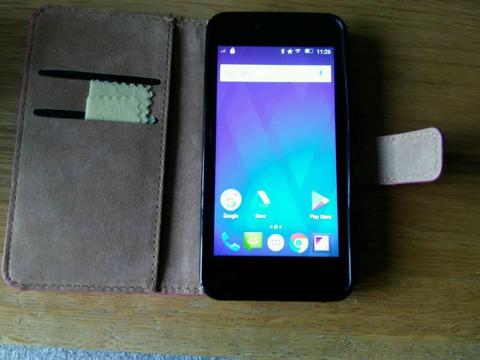 Lenovo A plus smartphone in leather case