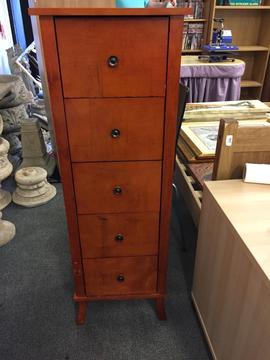 Cherry Wood 5 Drawer Tallboy